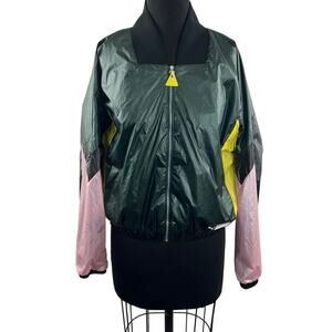 PUMA Jacket Color Block TZ Green Active Lightweight Bomber Jacket Size M Medium